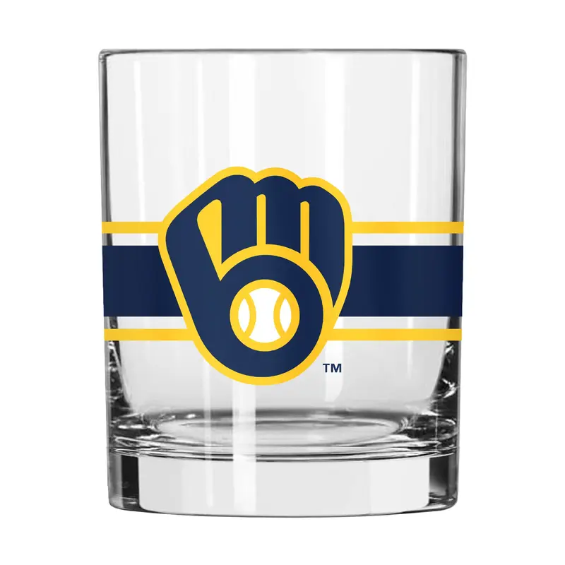 Milwaukee Brewers 14oz Stripe Rocks Glass