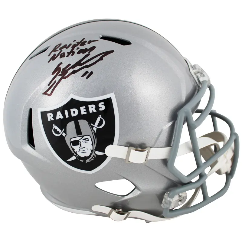 Raiders Sebastian Janikowski "Raider Nation" Signed F/S Speed Rep Helmet BAS Wit