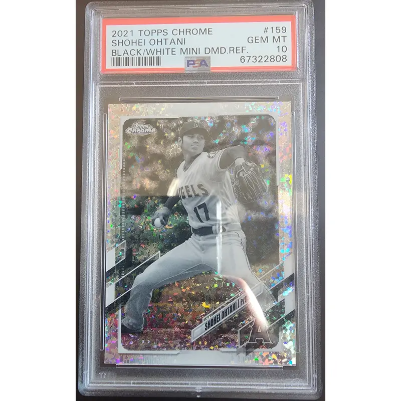 Shohei Ohtani 2021 Topps Chrome #159 Black White Mini Diamond Refractor PSA 10
