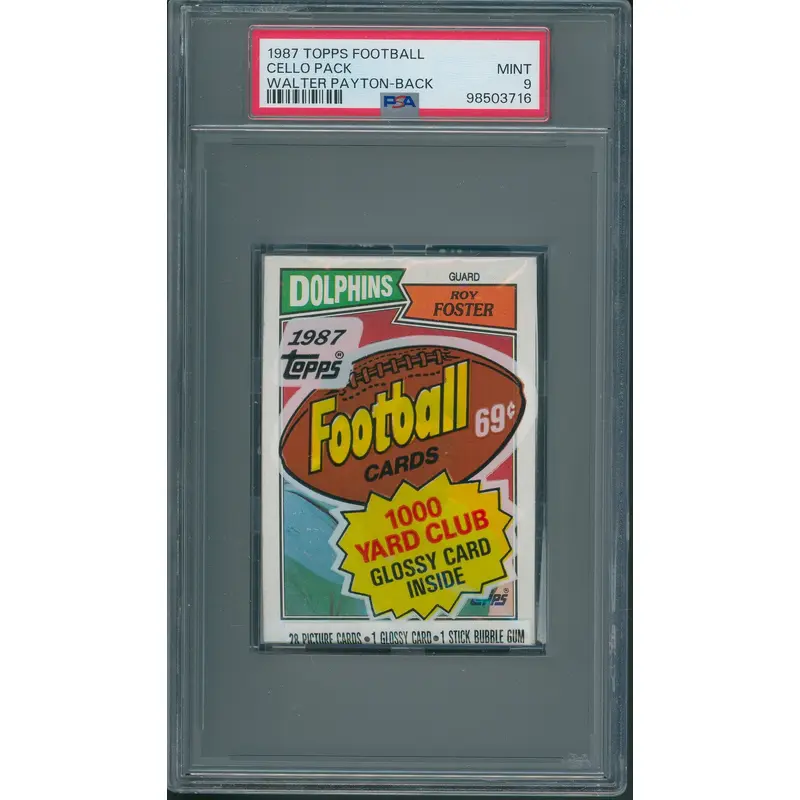 1987 Topps Football Unopened Cello Pack PSA 9 Payton Back *3716