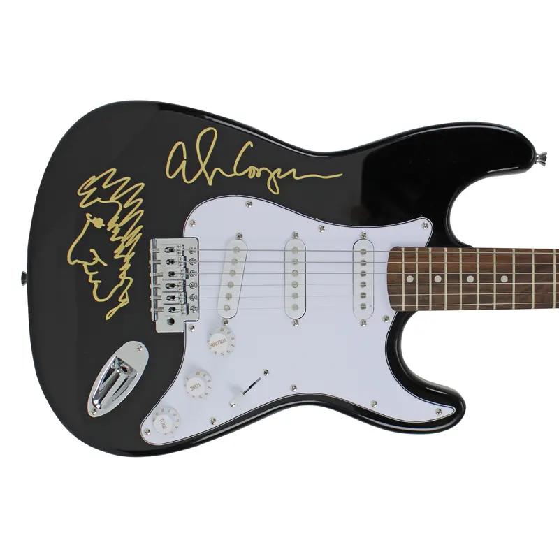 Alice Cooper Signed Black Electric Guitar w/ Self Portrait Sketch BAS #WC91080