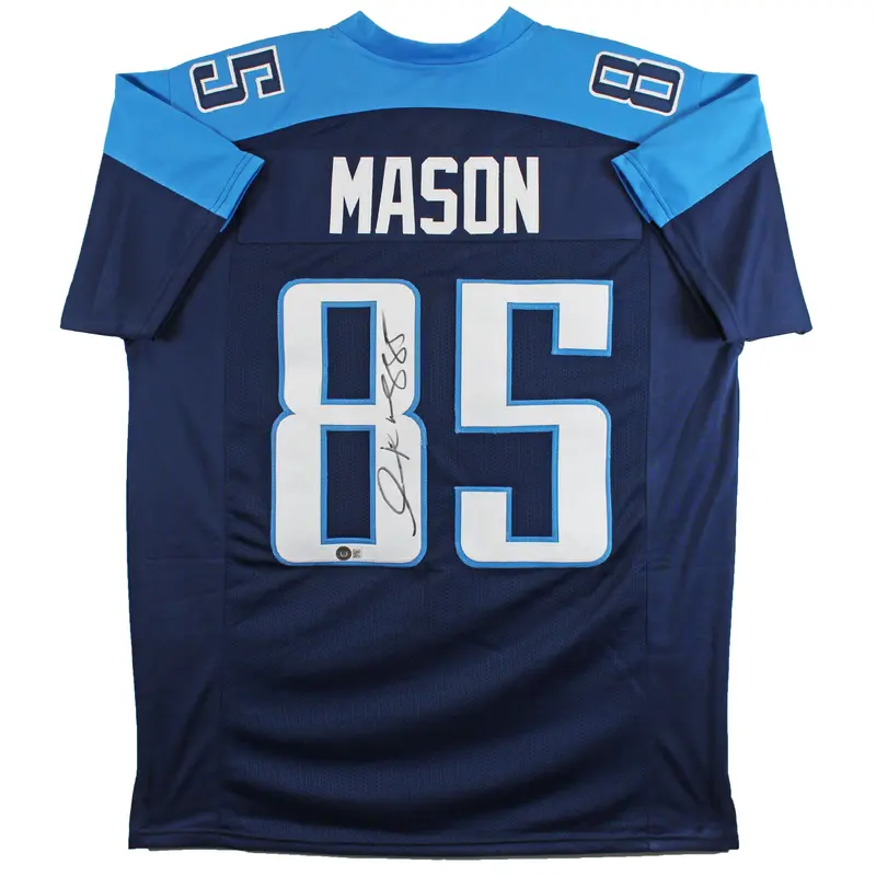 Derrick Mason Authentic Signed Navy Blue Pro Style Jersey Autographed BAS Wit