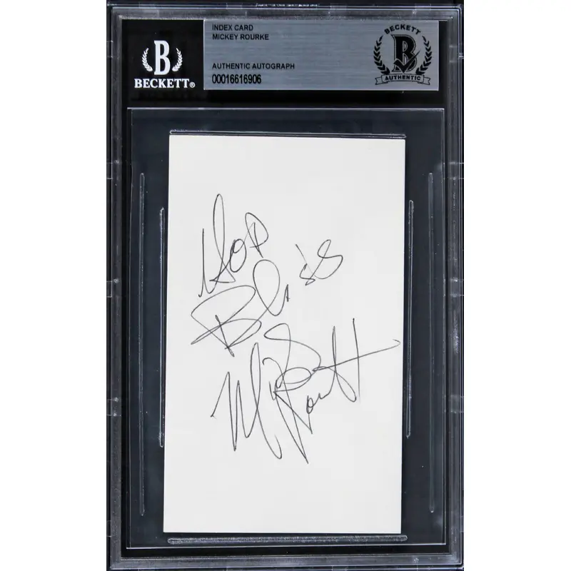 Mickey Rourke Iron Man 2 "Best Wishes" Signed 3x5 Index Card BAS Slabbed 2
