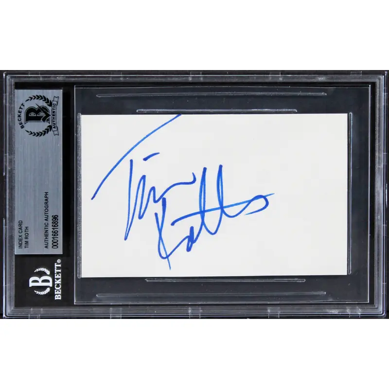 Tim Roth Reservoir Dogs Signed 3x5 Index Card Autographed BAS Slabbed 1