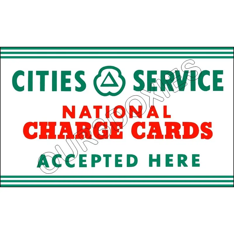 1950's Cities Service Charge Cards Store Counter Standup Sign - 3020