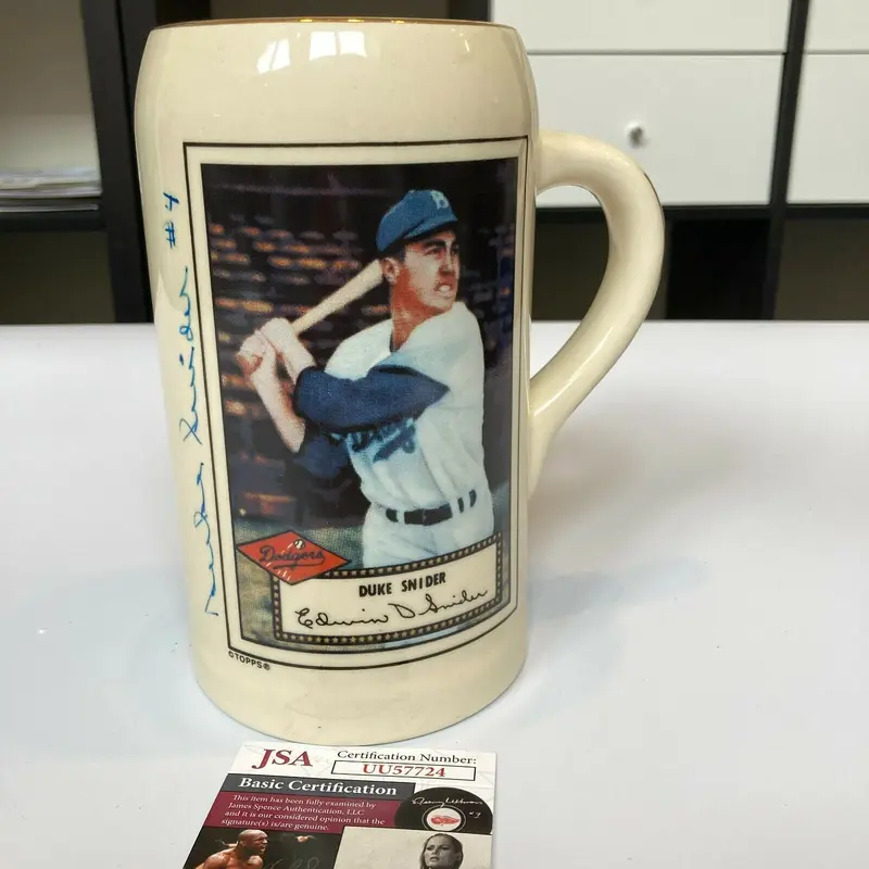 Duke Snider Signed 1952 Topps Rookie Card Ceramic Mug With JSA COA