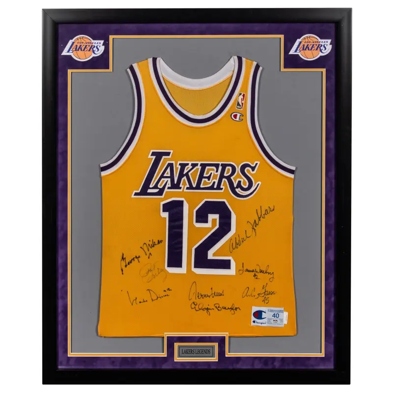 George Mikan Los Angeles Lakers Legends Signed Jersey Framed PSA DNA