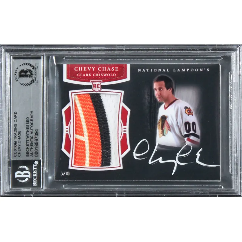 Chevy Chase Christmas Vacation Signed Custom Relic Card #5/10 BAS Slab #16567394