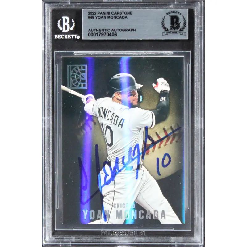 White Sox Yoan Moncada Signed 2022 Panini Capstone #48 Card BAS Slabbed