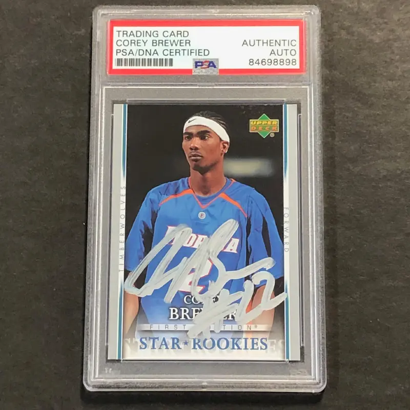 2007-08 Upper Deck First Edition #207 Corey Brewer Signed Card AUTO PSA Slabbed