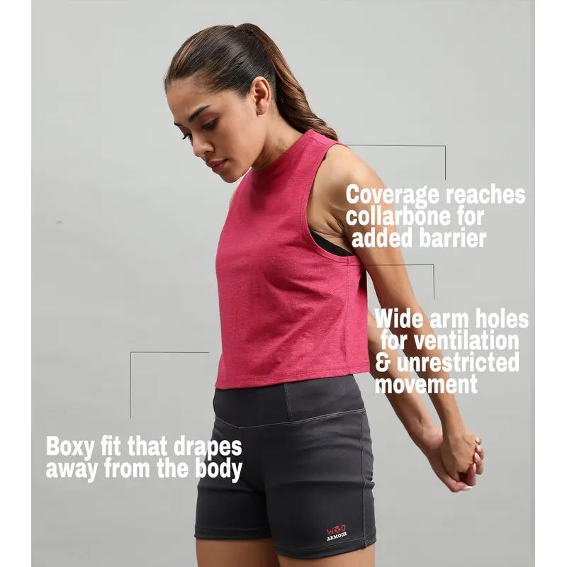 Women'S Crop Muscle Tank Top Red Wod Armour | Kibi Sports