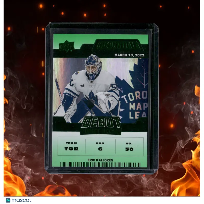 2022-23 Upper Deck Credentials Erik Kallgren Debut Ticket Access Green Rookie
