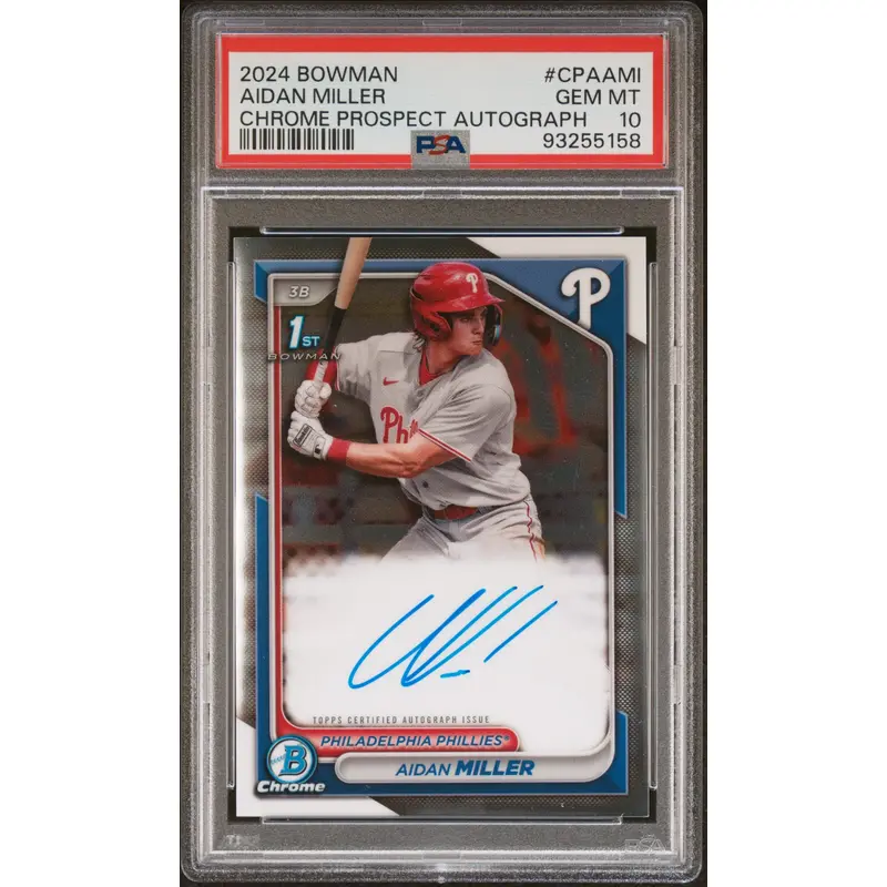 Aidan Miller 2024 Bowman Chrome Autograph PSA 10 Gem Mint