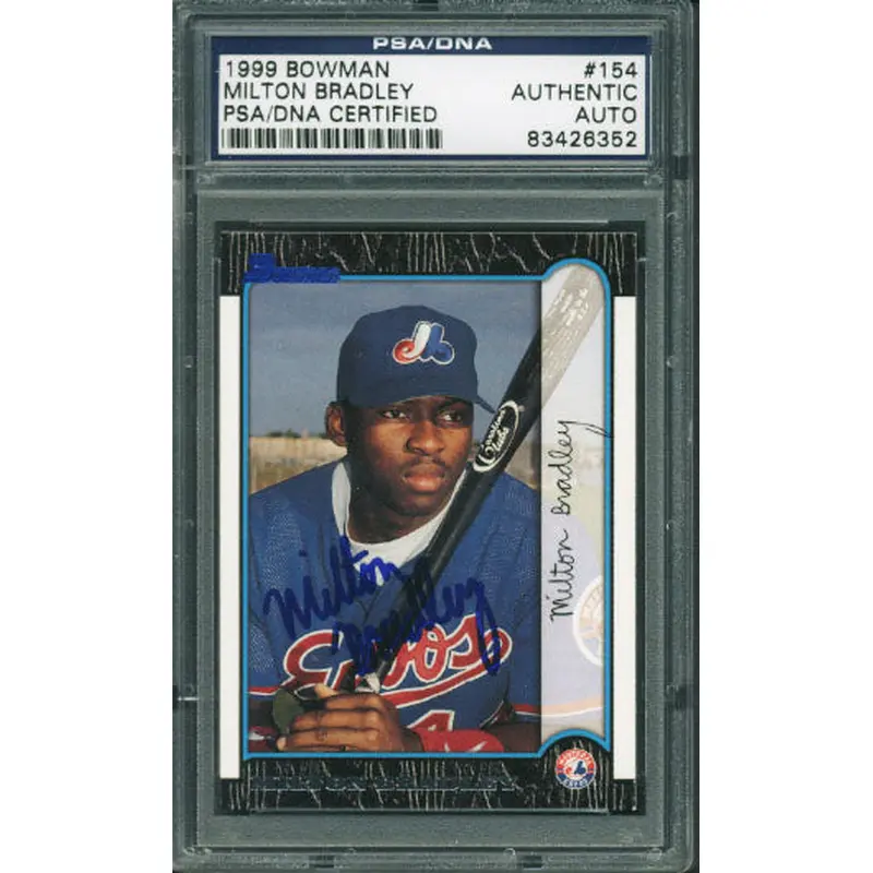 Expos Milton Bradley Authentic Signed Card 1999 Bowman #154 PSA/DNA Slabbed