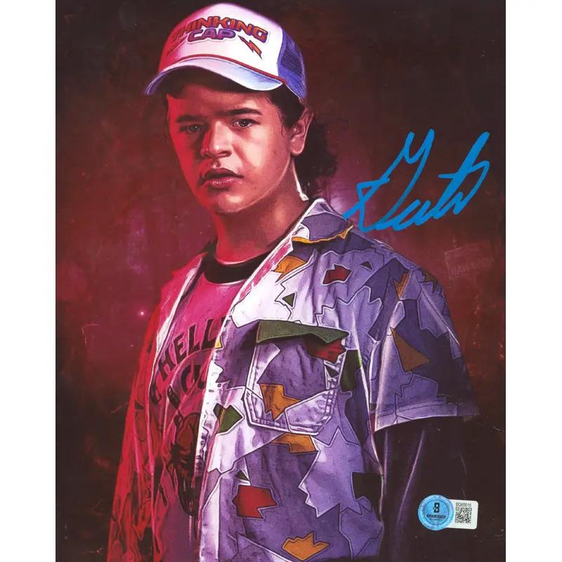 Gaten Matarazzo Stranger Things Signed 8x10 Vertical Photo w/ Blue Sig BAS