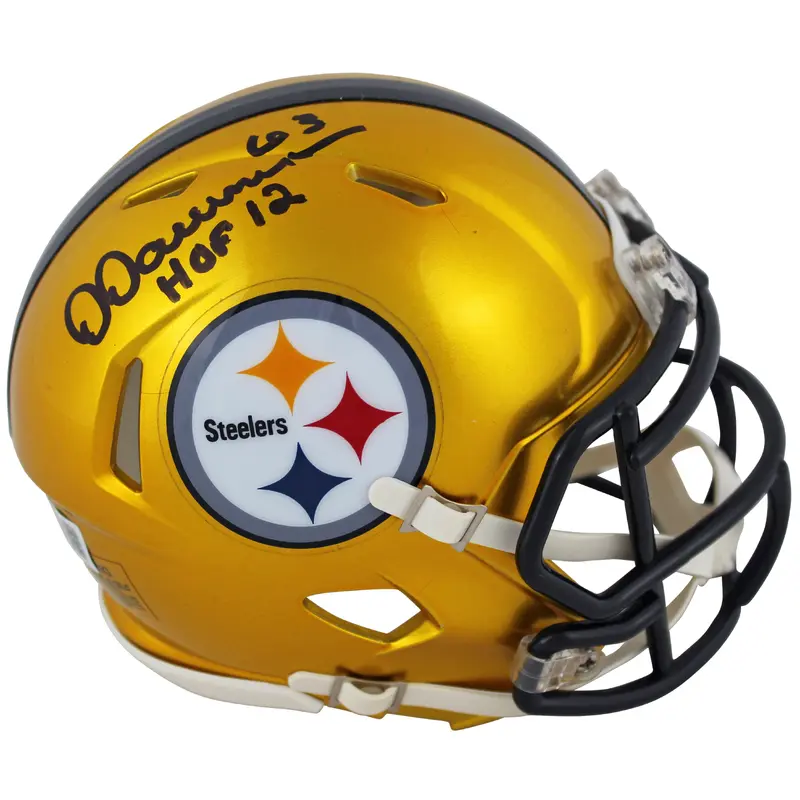 Steelers Dermontti Dawson "HOF 12" Signed Flash Speed Mini Helmet BAS Witnessed