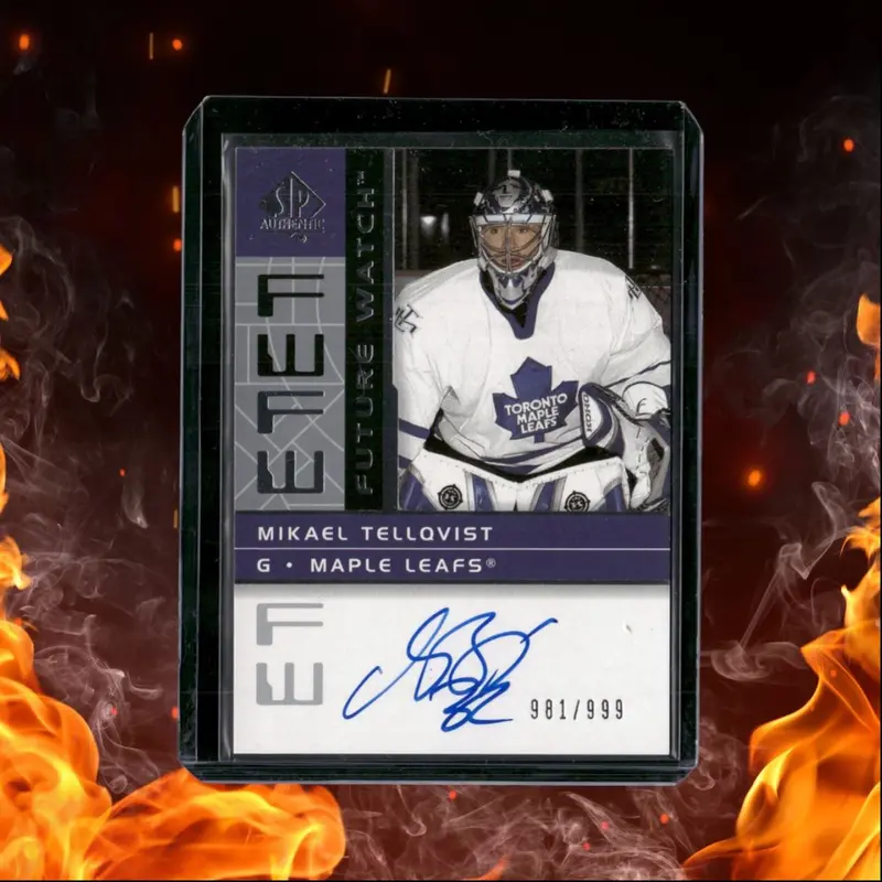 2002-03 SP Authentic Mikael Tellqvist Future Watch Rookie Auto 981/999 #195