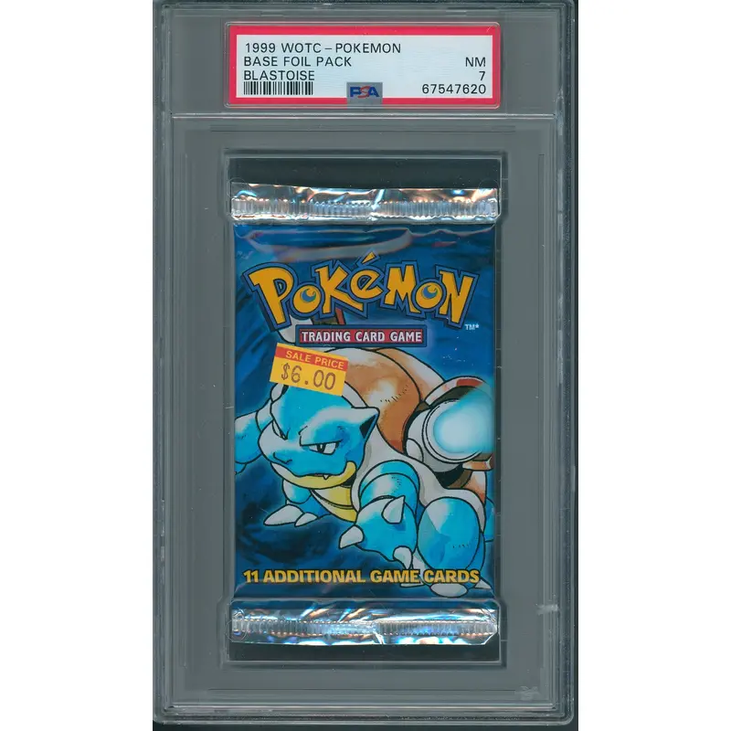 1999 WOTC Pokemon Base Unopened Foil Pack Blastoise PSA 7 *7620