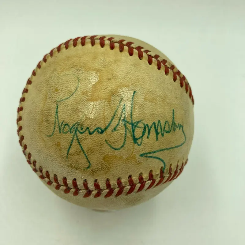 Beautiful Rogers Hornsby Single Signed 1940's American League Baseball JSA COA