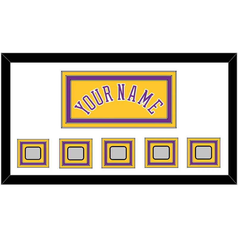 Los Angeles Name & 5 Trophy Patches - Home Yellow (1978-1997) - Triple Mat 1