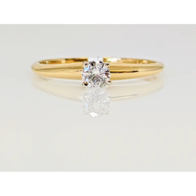 14K .20 CARAT TOTAL SI2 H DIAMOND ROUND SOLITAIRE ESTATE RING 1.6 GRAMS