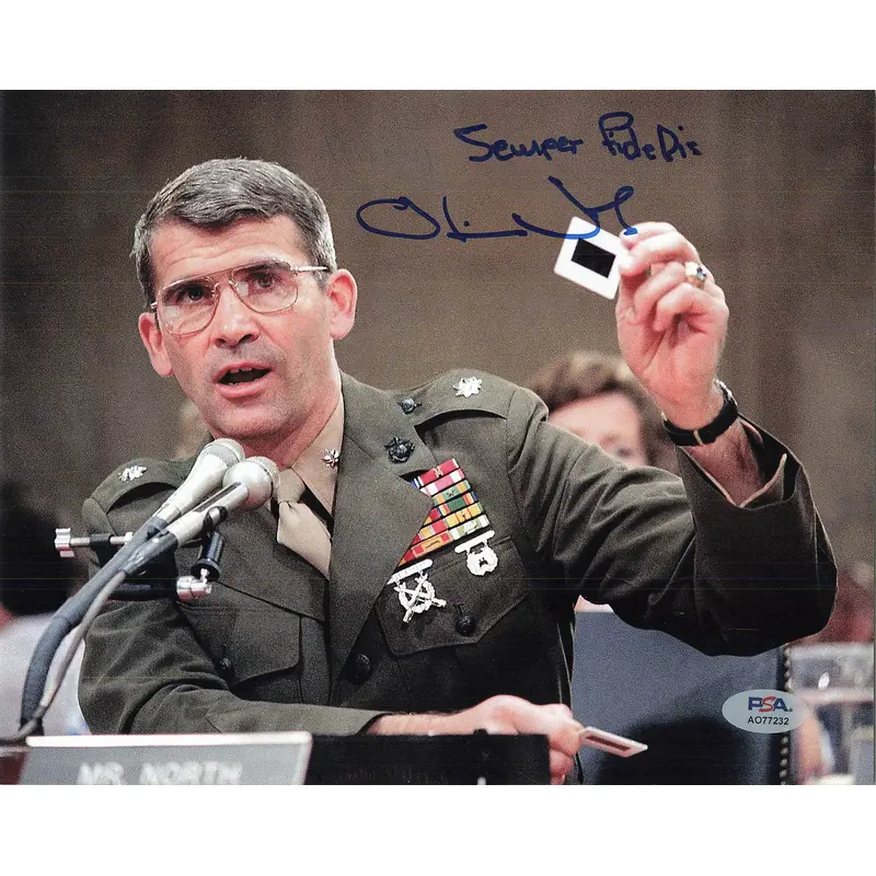 Oliver North signed 8x10 Photo PSA/DNA Autographed Author