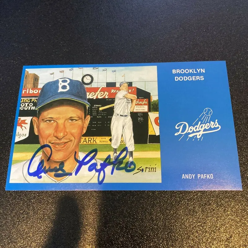 Andy Pafko Signed Autographed Vintage Brooklyn Dodgers Postcard